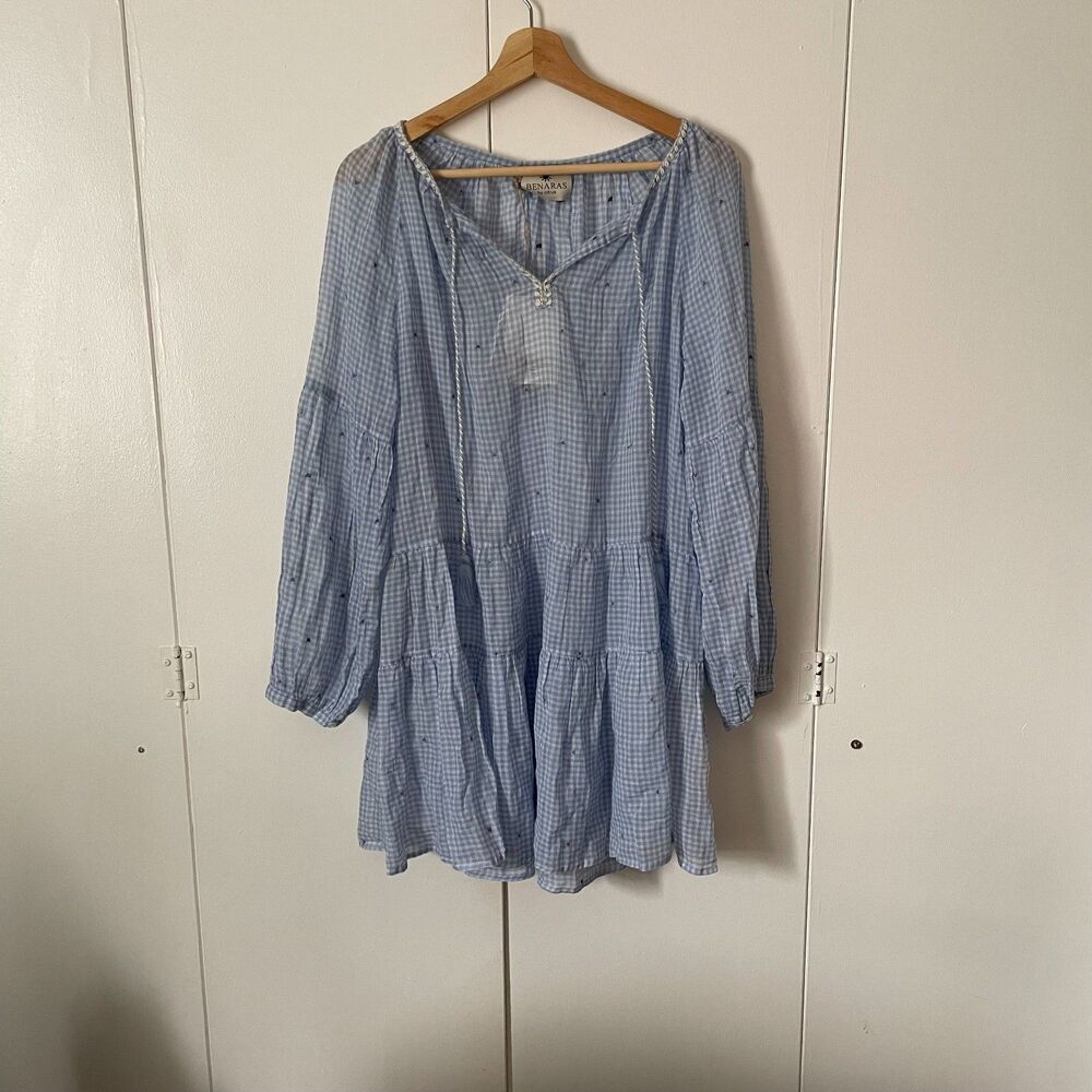 NWT Benaras By Citrus Bee Santorini Checked Plaid Coverup Dress, Sz Medium